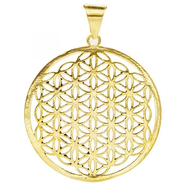 Bloem des Levens hanger messing goudkleurig -- 3 cm