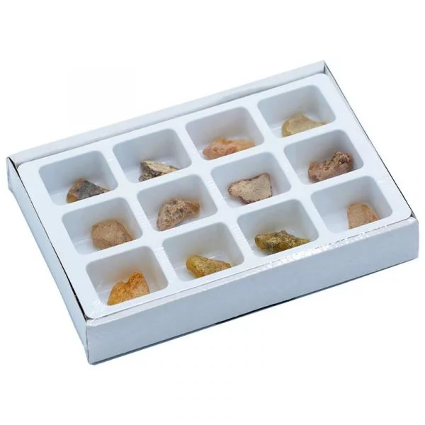 Amber ruw in showdoos 12 stuks S -- 1.5-3 cm