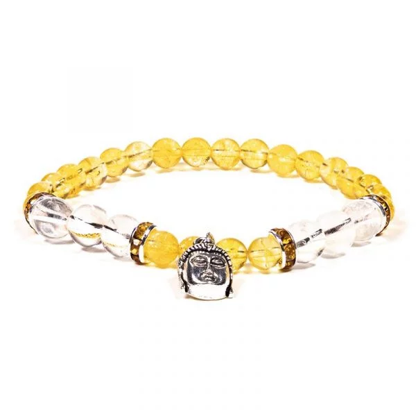 Armband citrien/bergkristal met boeddha -- 6-8mm