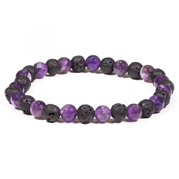Armband lava/amethist -- 19 cm