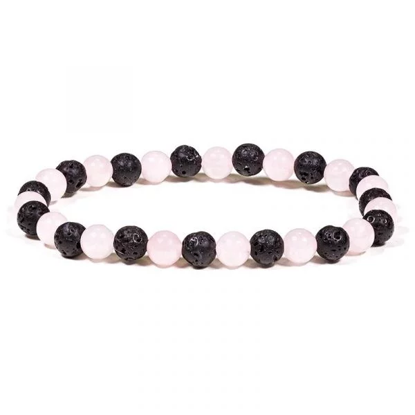 Armband lava/rozenkwarts -- 19 cm