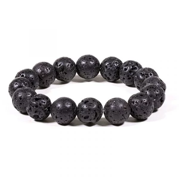 Armband lavasteen elastisch -- 1.2 cm