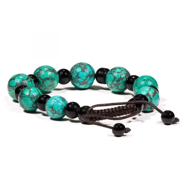 Armband turkoois & zwart glas