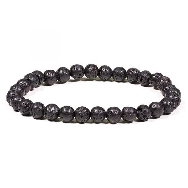 Armband zwart lavasteen -- 0.6 cm