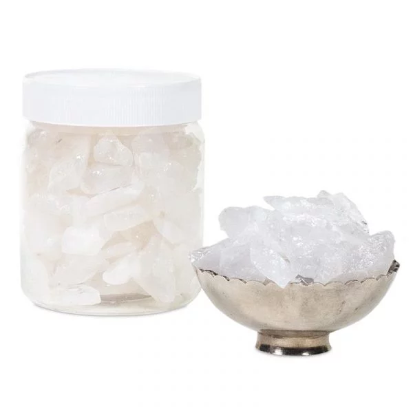 Bergkristal chips S in pot -- 650 g; 1.5-3 cm