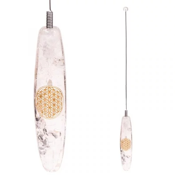 Biotensor bergkristal met Bloem des Levens -- 32 cm