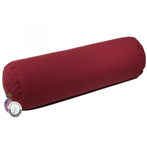 Bolster rood rond bio katoen -- 60x20 cm