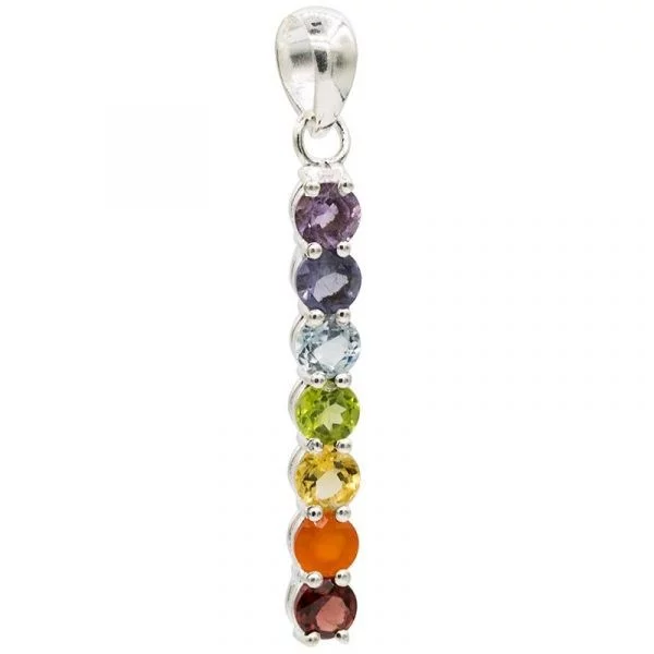 Chakra hanger 7 halfedelstenen zilver -- 3.5 cm