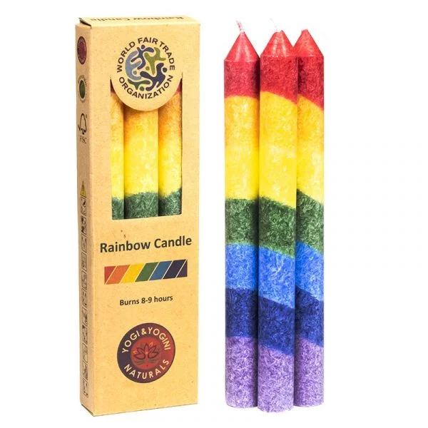Dinerkaars Regenboog stearine -- 21x2.2 cm