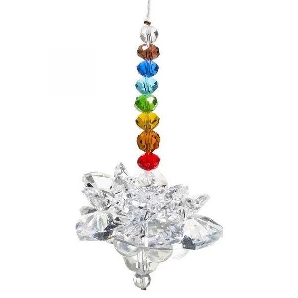 Feng Shui kristallen lotus met chakra ketting -- 10cm