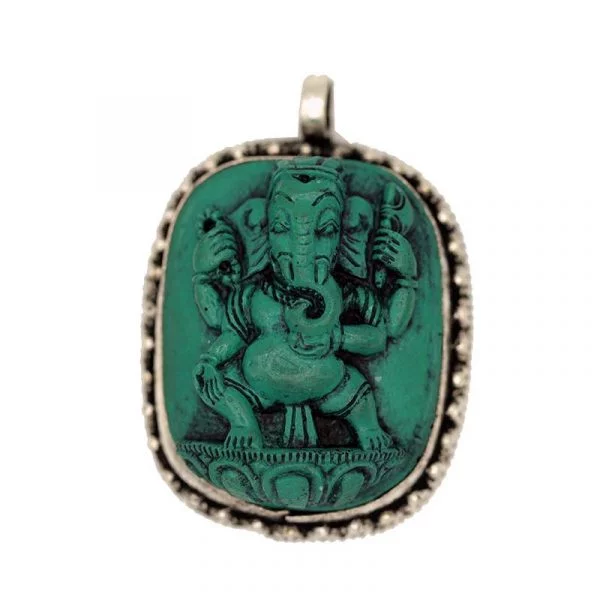Ganesha hanger turquoise -- 3.5x4.5 cm