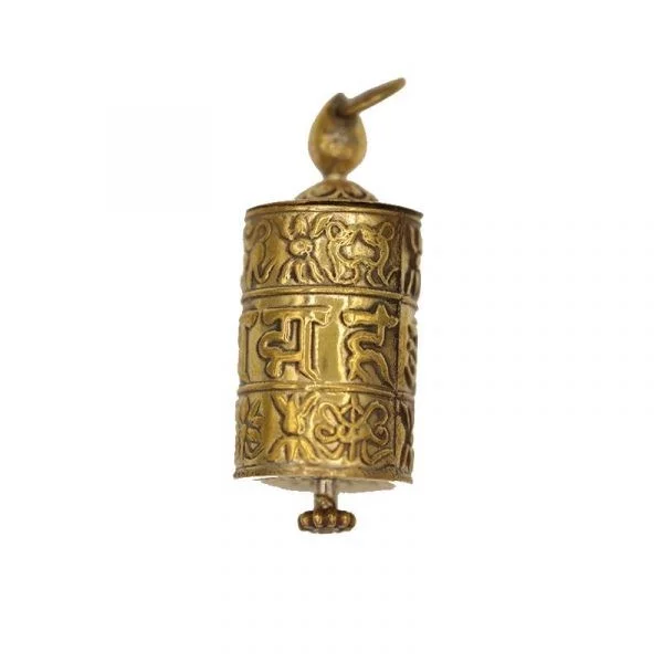 Gebedswiel hanger OMPMH goudkleurig -- 4x1.9 cm