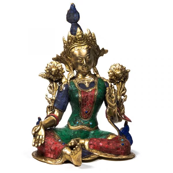 Groene Tara met mozaïek decoratie -- 40 cm