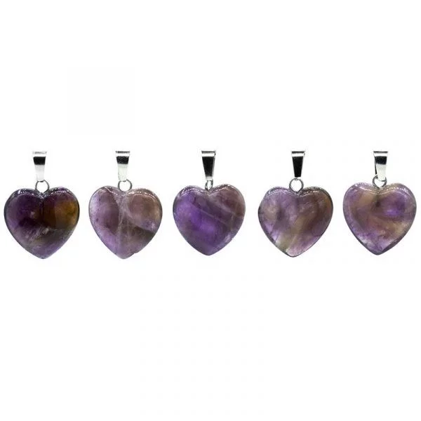 Hanger amethist hartvorm -- 2.5 cm; 5.5g