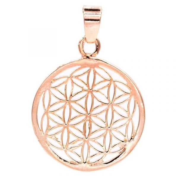 Hanger bloem des levens messing roze goudkleur -- 2.5 cm