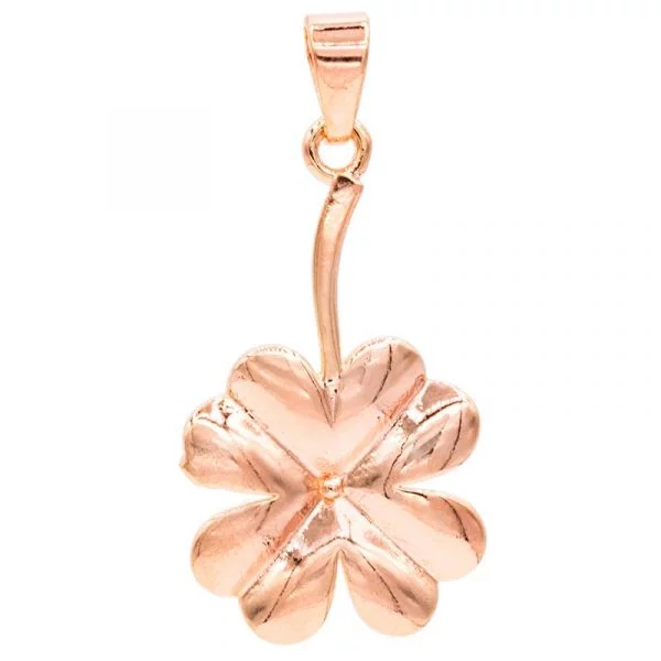 Hanger klavertje vier messing roze goudkleur -- 4 cm