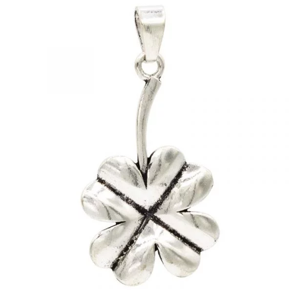 Hanger klavertje vier messing zilverkleur -- 4 cm