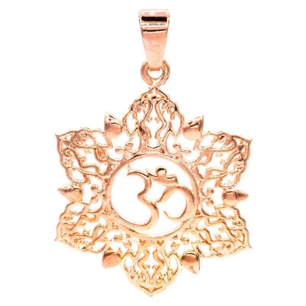 Hanger ohm lotus roze goudkleur -- 3 cm