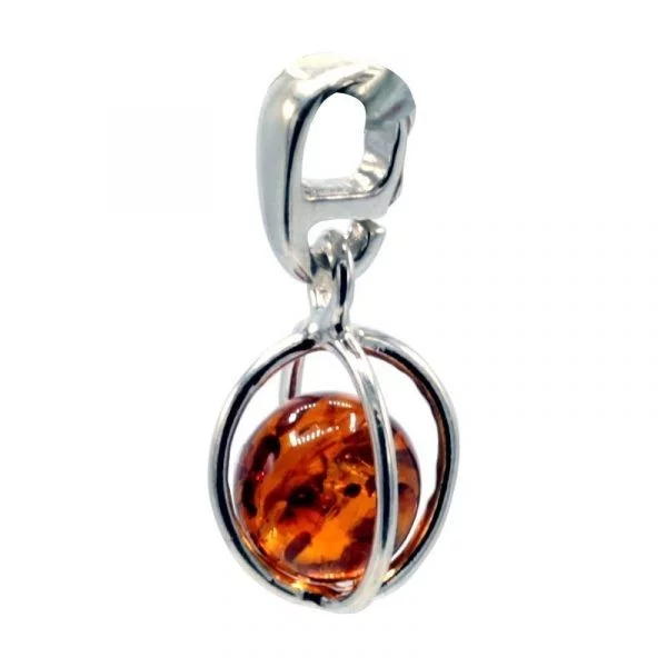 Hanger sterling zilver met amber kogel -- 1.5 cm