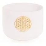 Kristallen klankschaal F-toon Bloem des Levens + tas