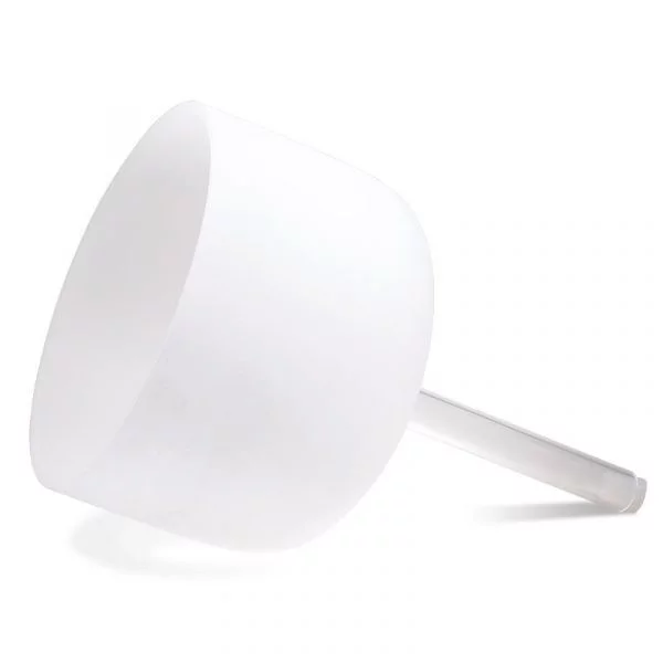 Kristallen klankschaal wit/handgreep/F-toon 432 Hz -- 25 cm