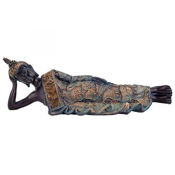 Liggende Boeddha antieke look Thailand -- 550 g; 37x9x11cm