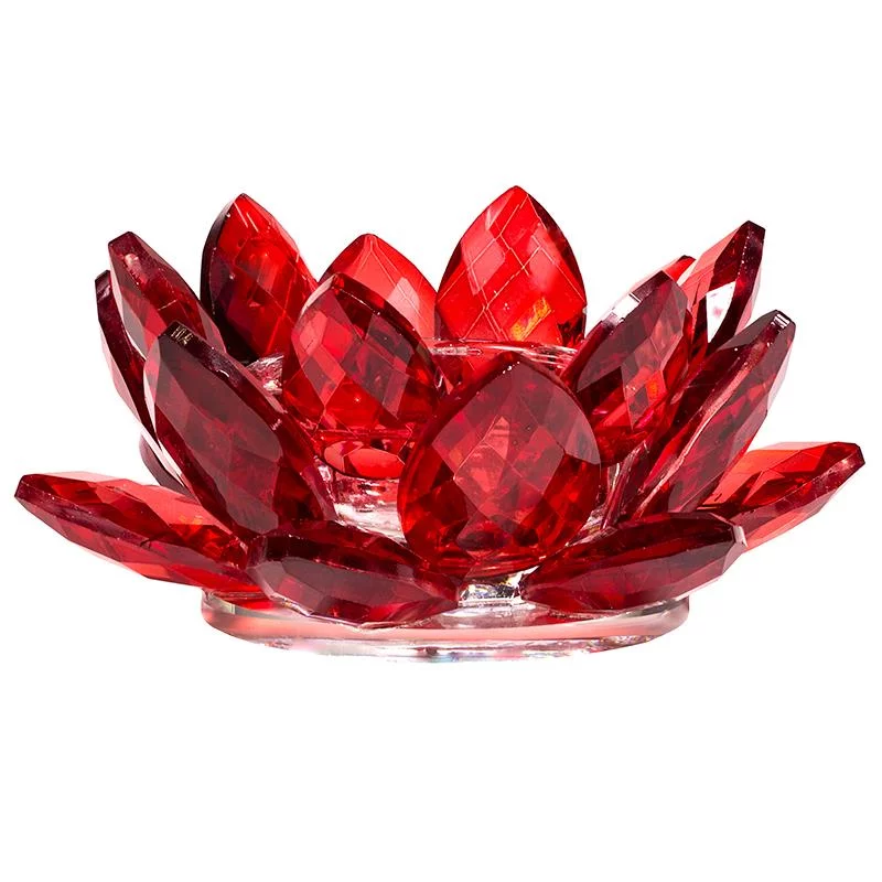 Lotus-kaarshouder-kristal-rood-4.5x11-cm Lotus kaarshouder kristal rood -- 4.5x11 cm