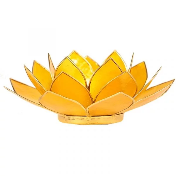 Lotus sfeerlicht geel 3e chakra goudrand -- 13.5 cm