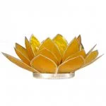 Lotus sfeerlicht geel 3e chakra zilverrand -- 13.5 cm