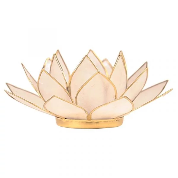 Lotus sfeerlicht naturel goudrand -- 13.5 cm