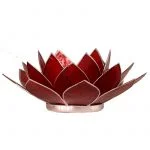 Lotus sfeerlicht rood 1e chakra zilverrand -- 13.5 cm