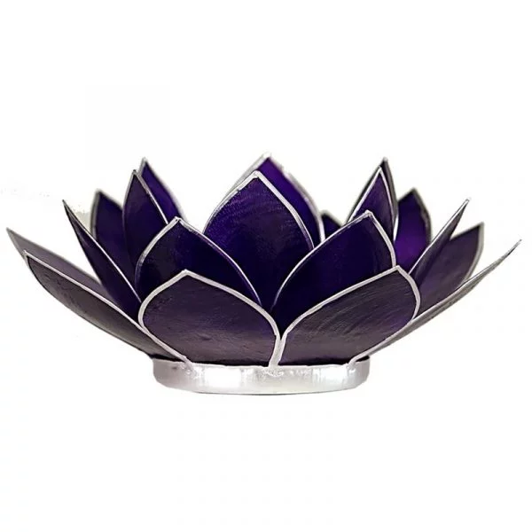 Lotus sfeerlicht violet 7e chakra zilverrand -- 13.5 cm