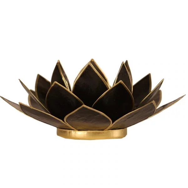 Lotus sfeerlicht zwart goudrand -- 13.5 cm