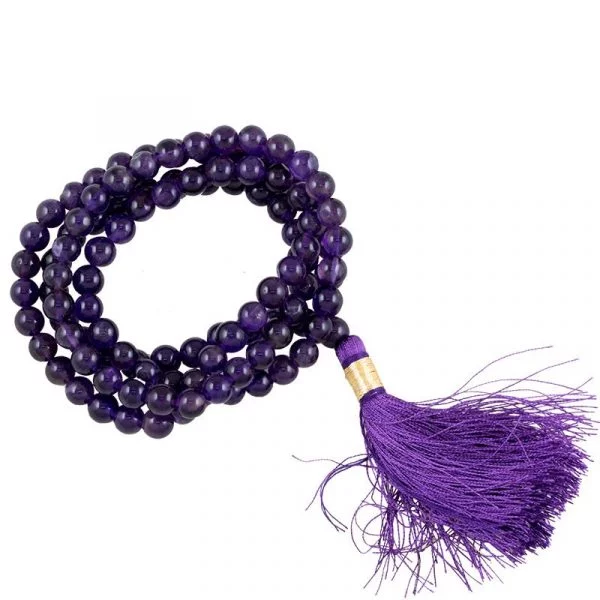 Mala Amethist AA kwaliteit 108 kralen + tasje -- 0.6 cm