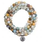 Mala amazoniet elastisch met boeddha -- 0.8 cm