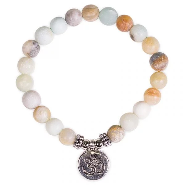 Mala/armband amazoniet elastisch met ohm -- 0.8 cm