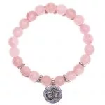 Mala/armband rozenkwarts elastisch met ohm -- 0.8 cm
