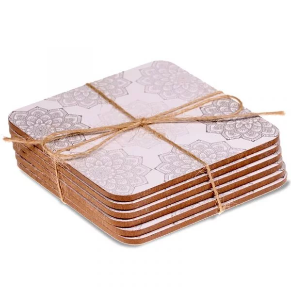 Mandala onderzetters grijs set van 6