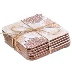 Mandala onderzetters roze set van 6