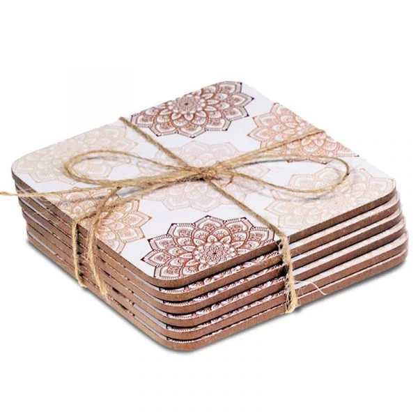 Mandala onderzetters roze set van 6