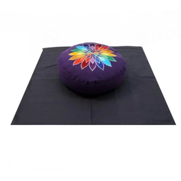 Meditatie SET veelkleurige bloem violet op zwart -- 65x65x5c
