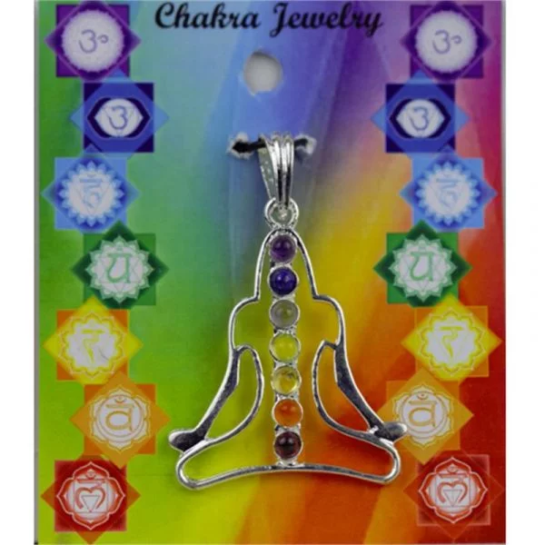 Meditatie chakra hanger messing verzilverd -- 4 cm