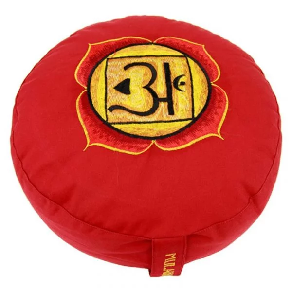 Meditatiekussen 1e chakra geborduurd -- 33x17 cm