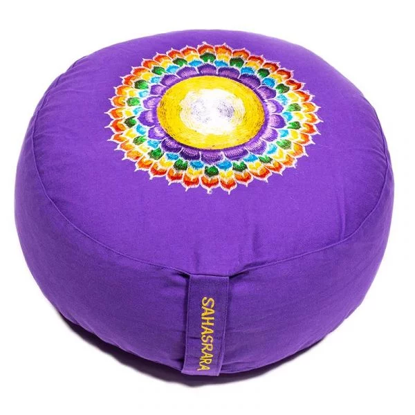 Meditatiekussen 7e chakra geborduurd -- 33x17 cm