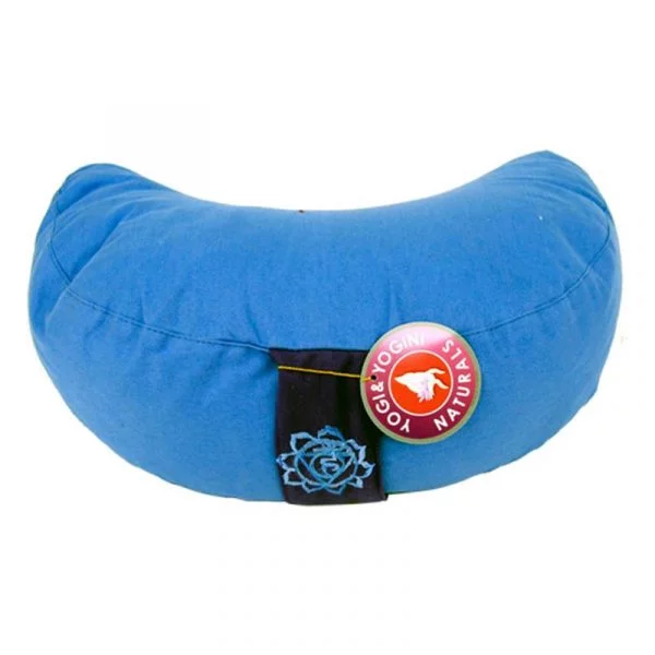 Meditatiekussen blauw 5chakra halve maan -- 1300 g; 33x13 cm