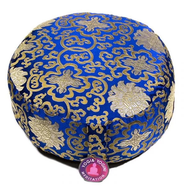 Meditatiekussen blauw lotus patroon -- 33x17 cm