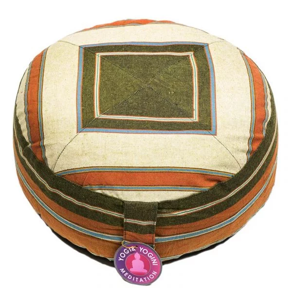 Meditatiekussen crème/rood/groen patroon multi -- 33x17 cm