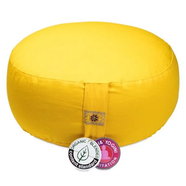 Meditatiekussen geel bio katoen -- 33x17 cm