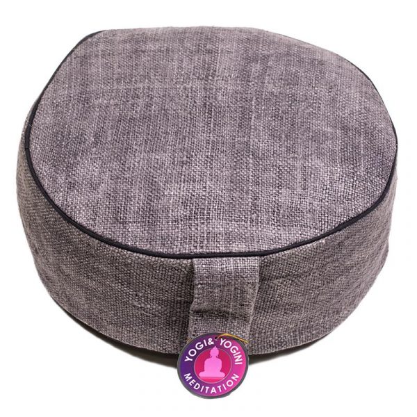 Meditatiekussen hennep grijs met donkere randen -- 33x12 cm