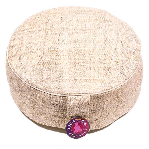 Meditatiekussen hennep naturel met witte randen -- 33x12 cm